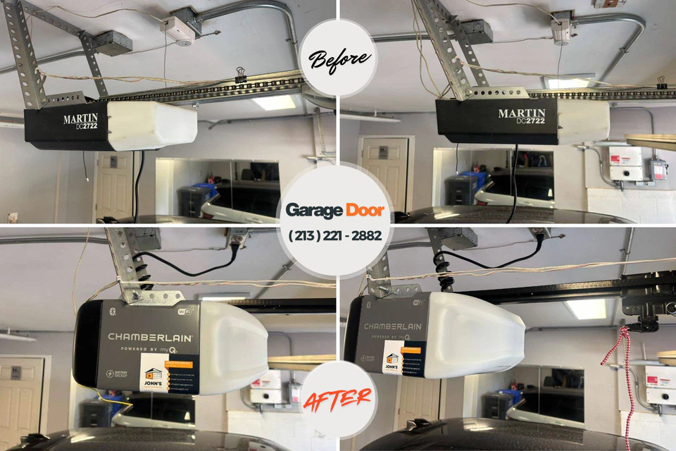 Before and after: garage door spring repair Estelle, LA